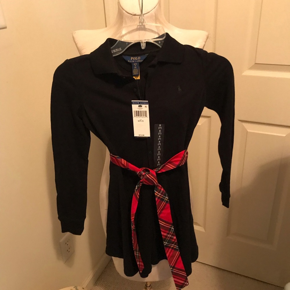 Ralph Lauren girls dress black l/s size 7 nwt $75